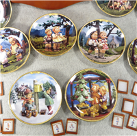 SEASONS OF JOY 12 Plate Set with Wooden Perpetual Calendar Display (Bradford Exchange, 1999)