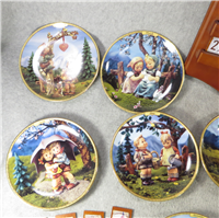 SEASONS OF JOY 12 Plate Set with Wooden Perpetual Calendar Display (Bradford Exchange, 1999)