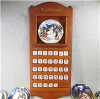 SEASONS OF JOY 12 Plate Set with Wooden Perpetual Calendar Display (Bradford Exchange, 1999)