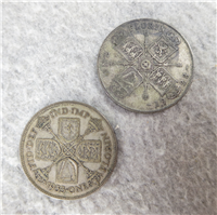 Circulated 1920-1936 United Kingdom One (1) Florin Silver Coin