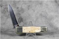 NATIONAL BLADE Eagle / Star of India Smooth Bone Large Lockback Knife c.1980s