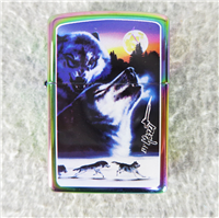 MAZZI UNTAMED WOLVES Iridescent Polished Chrome Lighter (Zippo, 2008)