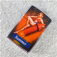 ZIPPO SALUTES PINUP GIRLS - SUMMER Polished Chrome Lighter (Zippo, 1996)