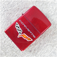 CORVETTE FLAGS LOGO Red High Gloss Street Chrome Lighter (Zippo, 2006)