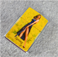 ZIPPO SALUTES PINUP GIRLS - SPRING Polished Chrome Lighter (Zippo, 1996)