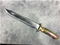 Stainless Steel 15-3/4" Bowie Knife with Black Leather Sheath