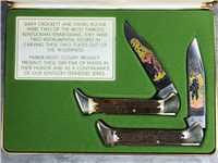 70s KISSING CRANE PARKER FROST Frontiersmen Crockett Boone Stag Lockback  Set