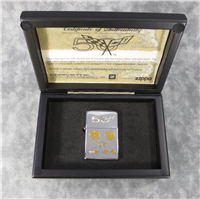 Limited Edition CORVETTE 50th Anniversary Chrome Lighter with 24k Gold Inlay Emblems (Zippo, 2003, #20501)