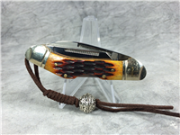 ROUGH RIDER RR1016 Amber Jigged Bone "Dogleg" Lockback Jack Knife