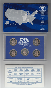 2003-s 50 State Quarters Proof Set (blue box 5 coins)