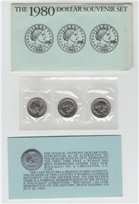 1980 Susan B. Anthony Dollar Souvenir Set (3 coins)