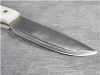 Custom Made White Handled 9-1/4" Fixed Blade Knife