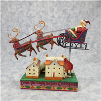 TWAS THE NIGHT BEFORE CHRISTMAS 7-1/2 inch Deer Over House Figurine (Jim Shore, Enesco, 4001860, 2005)