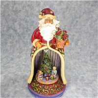 CHRISTMAS SPIRIT LIVES WITHIN 10-1/2 inch Santa w/ Kids Lighted Revolving Figural Music Box (Jim Shore, Enesco, 4006647, 2006)