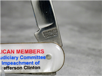 CLINTON IMPEACHMENT Sheffield England Mother of Pearl Sleeveboard Pen Knife