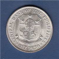 PHILIPPINES 1961 Jose Rizal Centennial One Peso Silver Coin KM 192