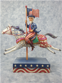 GOD BLESS AMERICA 9-1/4 inch Uncle Sam Riding Horse Figurine (Jim Shore, Enesco, 4013280, 2008)