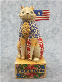 WITH LIBERTY AND JUSTICE FOR ALL 6-1/4 inch Patriotic Cat Figurine (Jim Shore, Enesco, 117047, 2003)