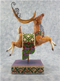 DASH AWAY 9-1/4 inch Reindeer/Green Blanket Figurine (Jim Shore, Enesco, 118111, 2004)