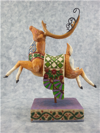 DASH AWAY 9-1/4 inch Reindeer/Green Blanket Figurine (Jim Shore, Enesco, 118111, 2004)