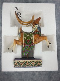 DASH AWAY 9-1/4 inch Reindeer/Green Blanket Figurine (Jim Shore, Enesco, 118111, 2004)