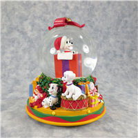 101 DALMATIANS 6-1/4 inch Christmas Puppies Musical Snow Globe (Disney Direct, #21357)