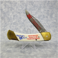 1991 Desert Storm Commemorative BEAR HUNTER Solingen Stainless 440 Folding Lockback Knife