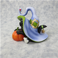 ALL SET TO CONJURE UP A LITTLE FUN 8 inch Black Cat & Witch Hat Figurine (Charming Purr...Sonalities, Enesco, 4027981, 2012)