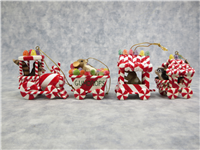 GUMDROP EXPRESS 4 Piece Winter Candy Cane Train Figurine Ornaments (Charming Tails, Fitz and Floyd, 2006)