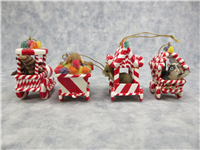 GUMDROP EXPRESS 4 Piece Winter Candy Cane Train Figurine Ornaments (Charming Tails, Fitz and Floyd, 2006)