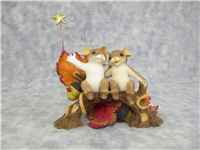 ALL I COULD WISH FOR IS THE RIGHT HERE BESIDE ME 3-1/8 inch Fall Mice on Log with Star Figurine (Charming Tails, Fitz and Floyd, 89/340, 2007)