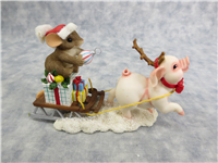 PULLING FOR A HAPPY HOLIDAY Mouse and Pig Figurine (Charming Tails, Enesco, 87/150)