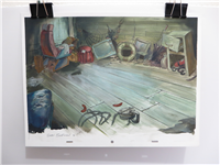 OLIVER AND COMPANY Original Animation Production Cel Set-Up w/ Hand-Painted Background (Disney, 1988)