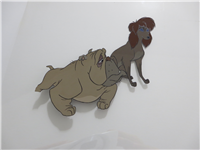 OLIVER AND COMPANY Original Animation Production Cel Set-Up w/ Hand-Painted Background (Disney, 1988)