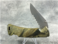 2002 BUCK 450 Protege Camo Serrated Lockback  with Sheath