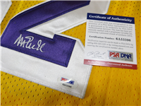 MAGIC JOHNSON #23 Signed Yellow Adidas LAKERS Basketball Swingman Jersey Size XL Length +2 (PSA/DNA COA, 2013)