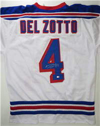MICHAEL DEL ZOTTO #4 Signed RANGERS Sewn-On Style NHL Jersey Size XL (JAG Sports Marketing, LLC)