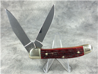 BUCK CREEK Red Jigged Bone Handmade 2-Blade Copperhead