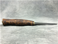 KELLAM 8-1/8" Fixed-Blade Wolverine Birch Handle Knife with Leather Sheath