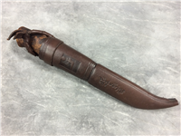KELLAM 8-1/8" Fixed-Blade Wolverine Birch Handle Knife with Leather Sheath