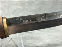 KELLAM 8-1/8" Fixed-Blade Wolverine Birch Handle Knife with Leather Sheath