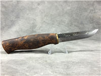 KELLAM 8-1/8" Fixed-Blade Wolverine Birch Handle Knife with Leather Sheath