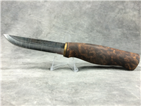KELLAM 8-1/8" Fixed-Blade Wolverine Birch Handle Knife with Leather Sheath