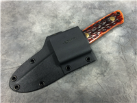 ARKANSAS MADE DOZIER 7-1/2" Jigged Bone Fixed-Blade Knife with Kydex Sheath