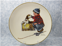 Norman Rockwell 1958 'A Boy and His Dog' Four Seasons 10-1/2" Plate Set of 4 (Gorham, 1971)