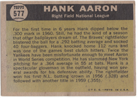 #577 HANK AARON National League All-Star Baseball Card (Topps, 1961)