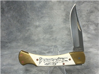 1980s SCHRADE+ SCRIMSHAW Sundance Limited Ed. Lockback Knife w/ Beaded Sheath