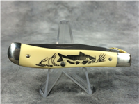 1980s Schrade+ USA SC503 Scrimshaw Delrin Catfish Folding Hunter