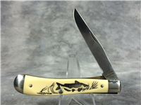 1980s Schrade+ USA SC503 Scrimshaw Delrin Catfish Folding Hunter