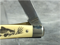 1980s Schrade+ USA SC503 Scrimshaw Delrin Catfish Folding Hunter